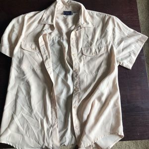 Tan Button-Up T-Shirt